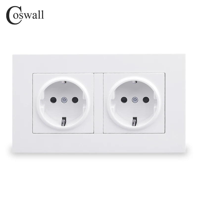 Coswall-painel de Parede 16a Padrão Europeu Tomada Dupla Aterrada com Fechadura Protetora para Crianças 146×86 mm