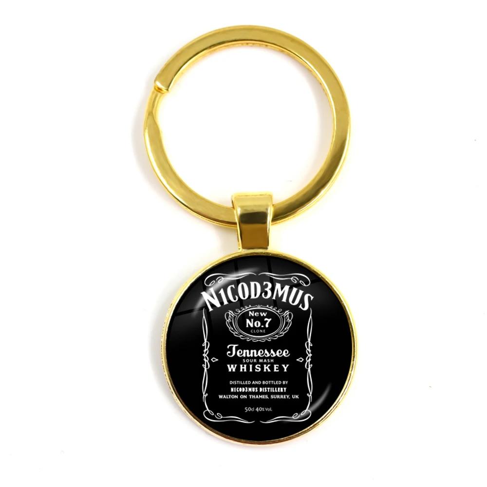 Модные брелки Jack Daniels 25 мм, стеклянный кабошон, брелок для ключей, держатель для игры, сопутствующие ювелирные изделия, милые подарки для мужчин - Color: 26
