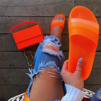 

Women Summer Transparent Mixed Color Cross Casual Slippers Woman Flat Platform Jelly Shoes Female Beach Slippers Ladies Fashion