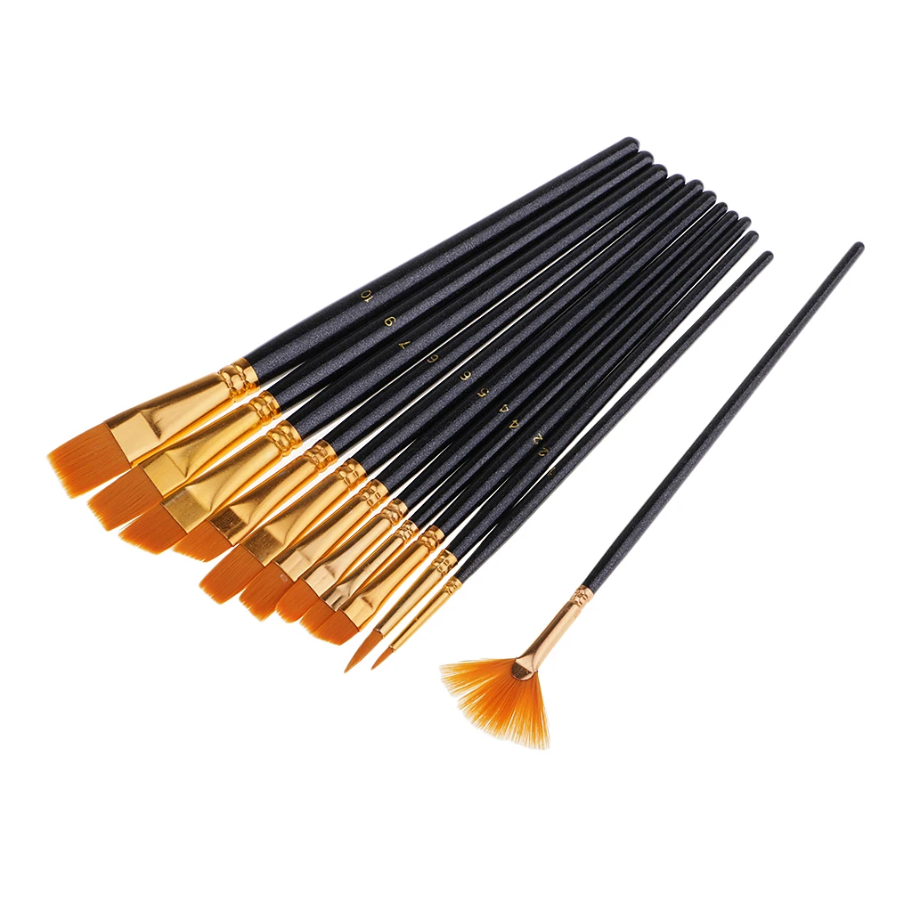 Artist Pro Paint Brush Set- 12pcs For Oil Acrylic Watercolour Make Up