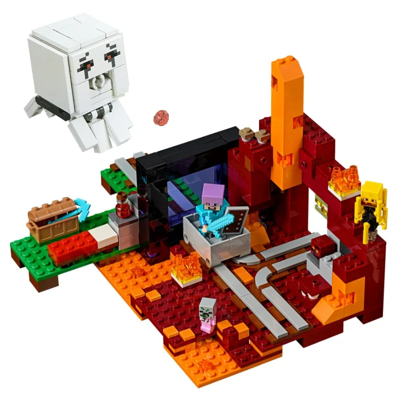 Nether Portal Building Blocks With Diamond Steve Action Figures Compatible My World Bricks Set Gifts Toys 21143 Nether Portal Building Blocks With Diamond Steve Action Figures Compatible My World Bricks Set Gifts Toys 21143