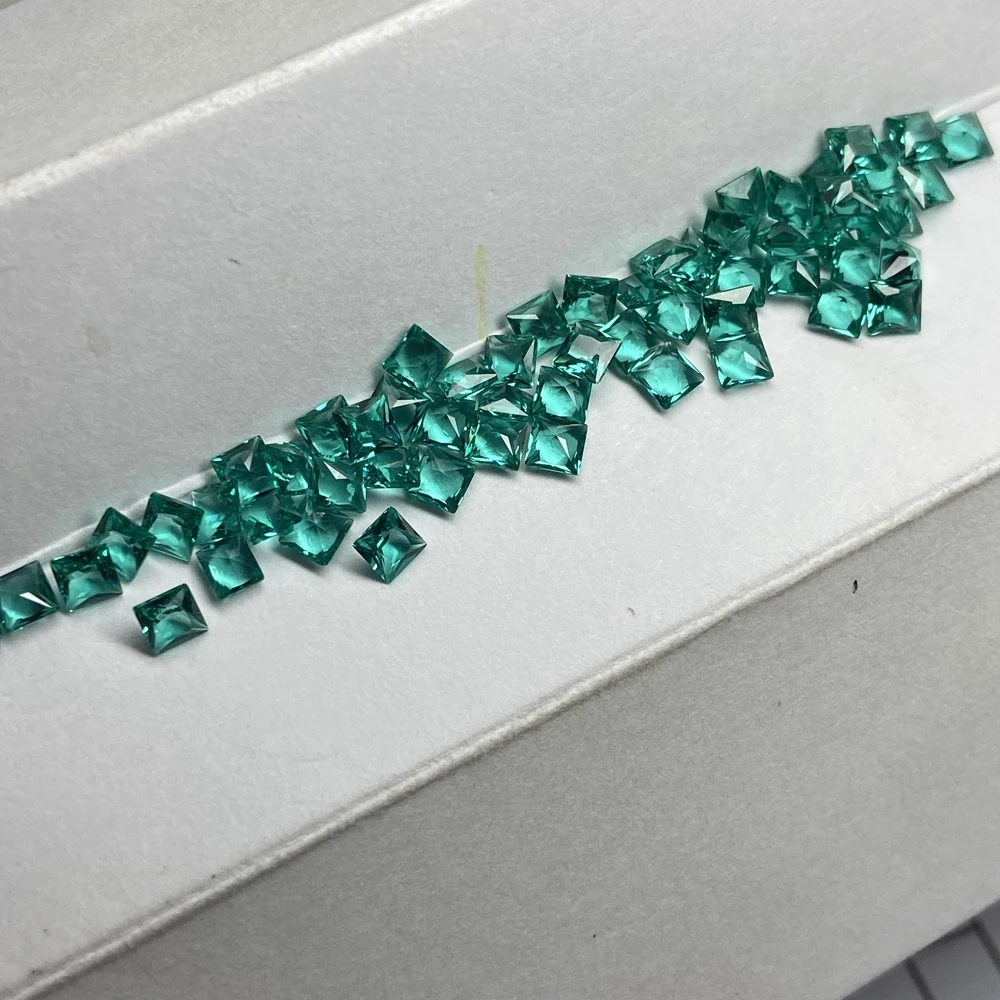 Meisidian princesa corte 3x3mm brasil verde esmeralda pedra para fazer o anel