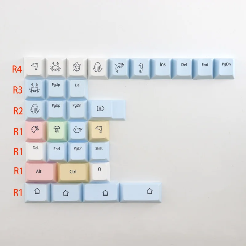 CuXiu PBT Chalk Keycaps 136 keys Dye Sub Keycap Set For Cherry MX