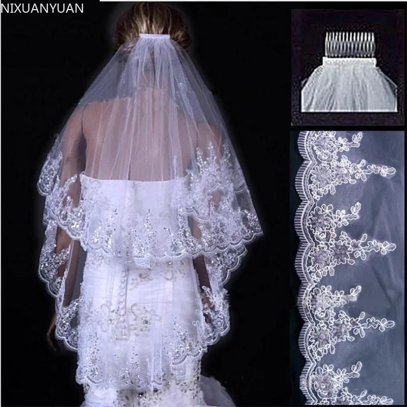 

Wholesale Two Layears White Ivory Wedding Veil Bridal Veil Short Tulle Veils Wedding Accessories