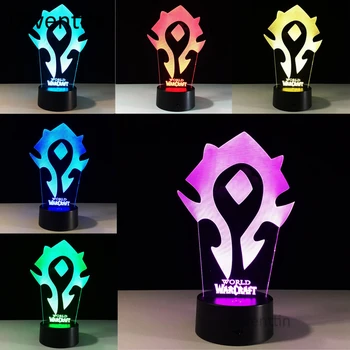 

3D Illusion WOW World of Warcraft Tribal Signs LED USB Night Light 7 Color Change Table Desk Lamp Kids Children Gifts Luminaria