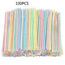 100Pcs 21cm Colorful Disposable Plastic Curved Drinking Straws Wedding Birthday Party Bar Drink Accessories