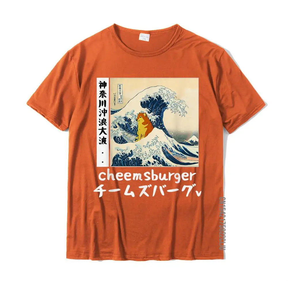 Special Men Top T-shirts Crew Neck Short Sleeve 100% Cotton Custom Tops Shirts Crazy Top T-shirts Free Shipping FUNNY THE GREAT WAVE KAWAI CHEEMS DOGE JAPANESE STYLE T-Shirt__33823 orange