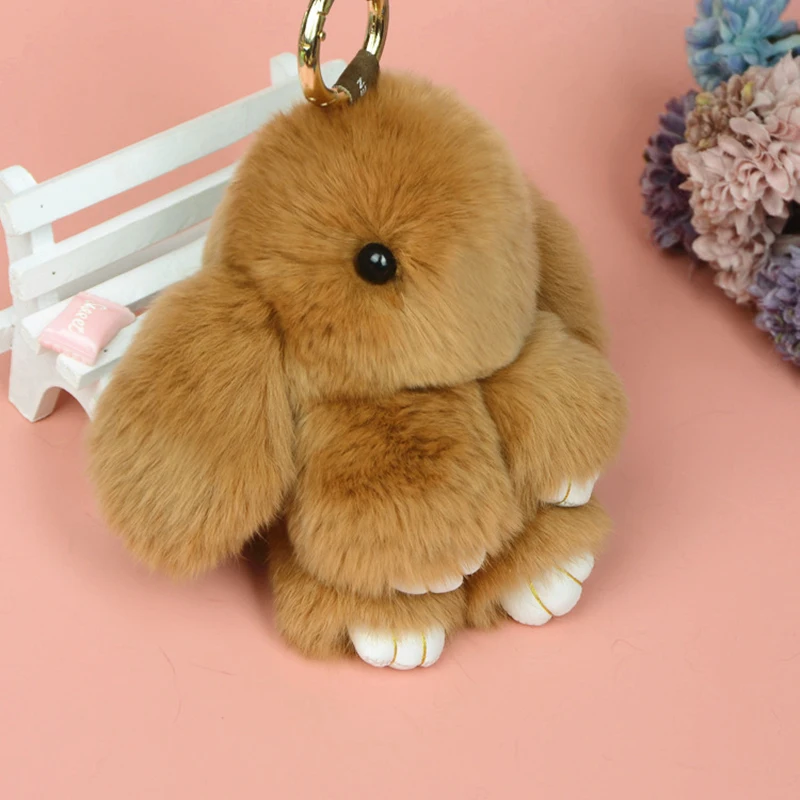 

Cute Pluff Bunny Rabbit Keychain Lovely Panda Bear Animal Key Chains Women Girls Bag Car Pom Pom Pompom Fake Fur Keyring