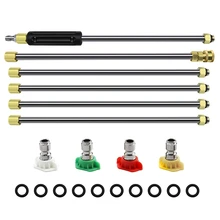 6 шт Давление шайба палочка для наращивания комплект, всего 90 дюймов Нержавеющая сталь шайба Ланс, 1/4 дюйма быстрое соединение с 4 форсунки Ti