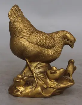 

004390 5" Chinese Folk Home Fengshui Bronze Zodiac Year Rooster Cock Animal Sculpture statue (A0327)
