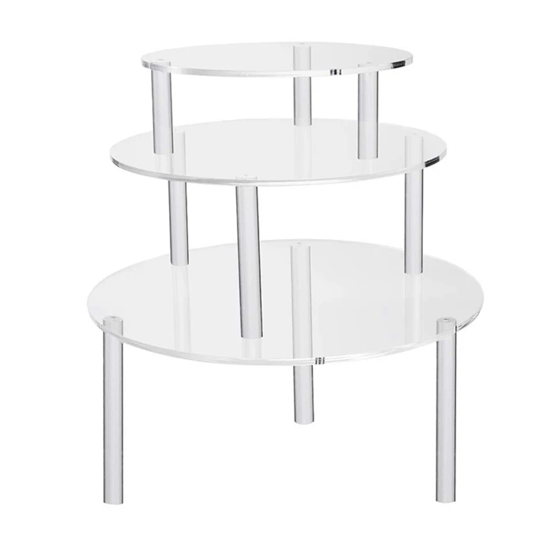 

3Pcs Transparent Removable Acrylic Cake Display Stand for Party Round Cupcake Holder Bakeware Wedding Birthday Party Decoration
