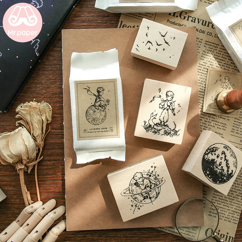 Mr.paper Vintage Little Prince Moon Decoration Stamp Wooden Rubber Stamps for Scrapbooking Stationery DIY Craft Standard Stamp 5 Mr.paper Vintage Little Prince Moon Decoration Stamp Wooden Rubber Stamps for Scrapbooking Stationery DIY Craft Standard Stamp 5