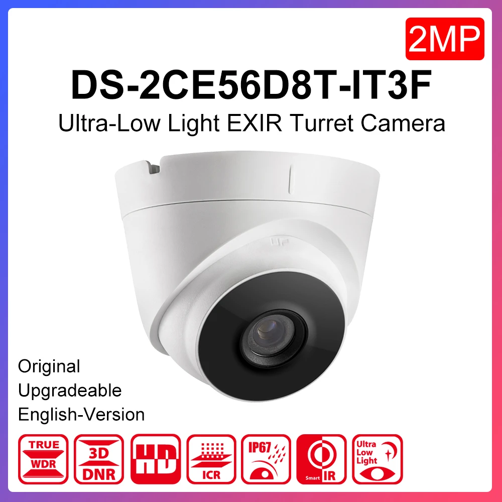 Hikvision Original DS-2CE56D8T-IT3F 2 MP Ultra Low Light Fixed Turret Camera IR Range 60m | Безопасность и защита