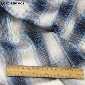 

Cotton/Rayon WHITE BLUYE Big Lattice Check fabrics Thin Soft Delicate for Summer Apparel Blouse Dress handwork Scarf Tissue