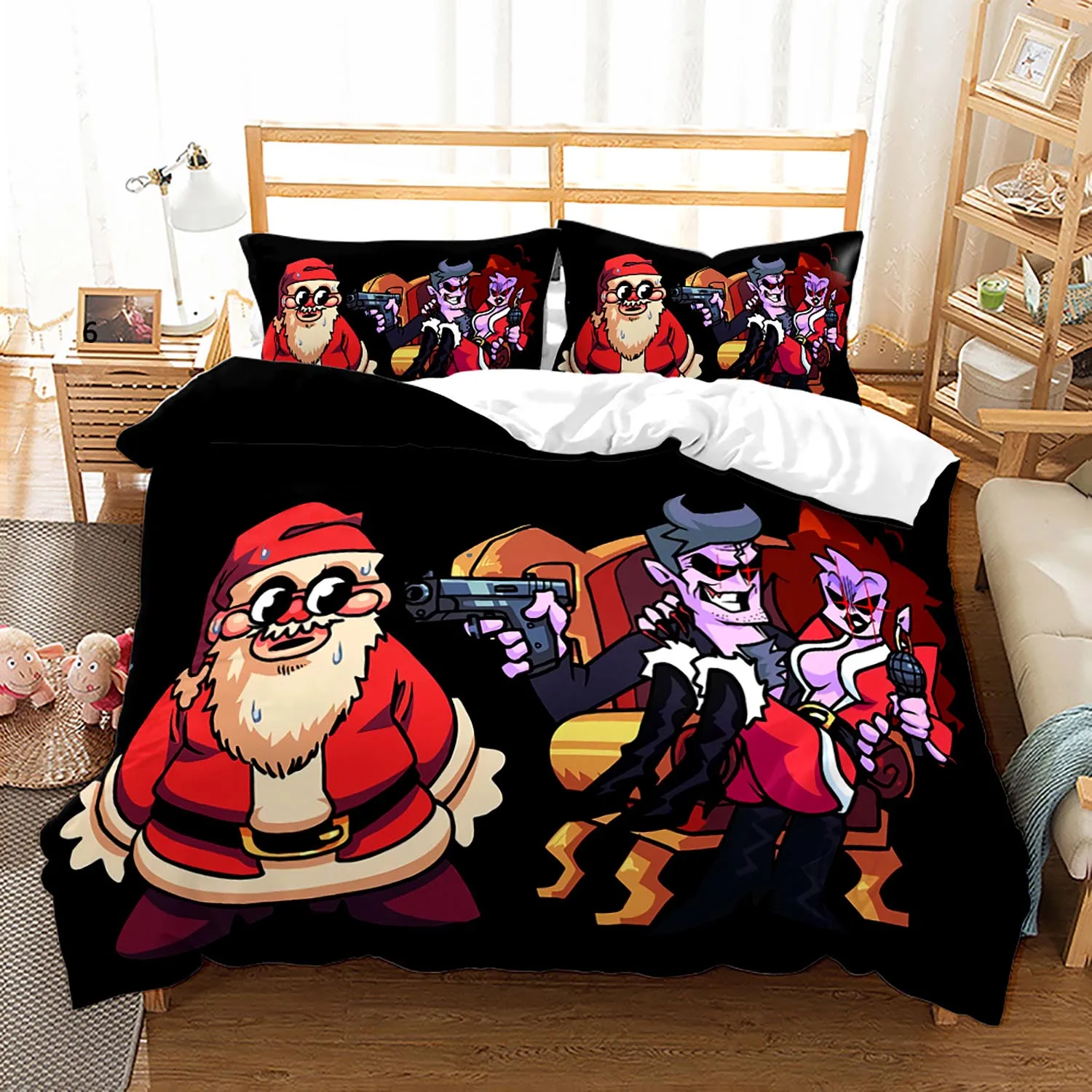 Friday Night Funkin Bedding Set Single Twin Full Queen King Size Friday Night Funkin Bed Set Children Kid Kawaii Duvetcover 002