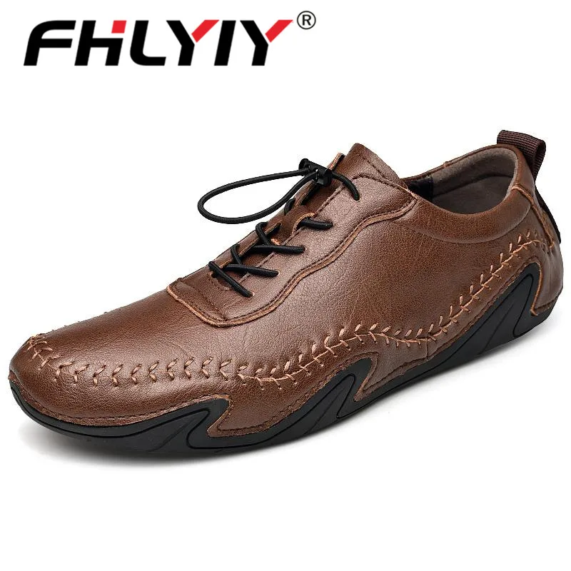 Fhlyiy/Новинка; модная повседневная обувь; лоферы; Качественная кожаная мужская обувь; мужские мокасины на плоской подошве; удобная обувь для вождения; большие размеры - Цвет: An Brown