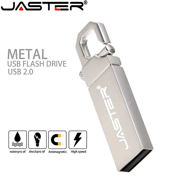 Металлический брелок JASTER USB флеш накопитель с логотипом 16 ГБ 32 64 128 2 0 карабин для