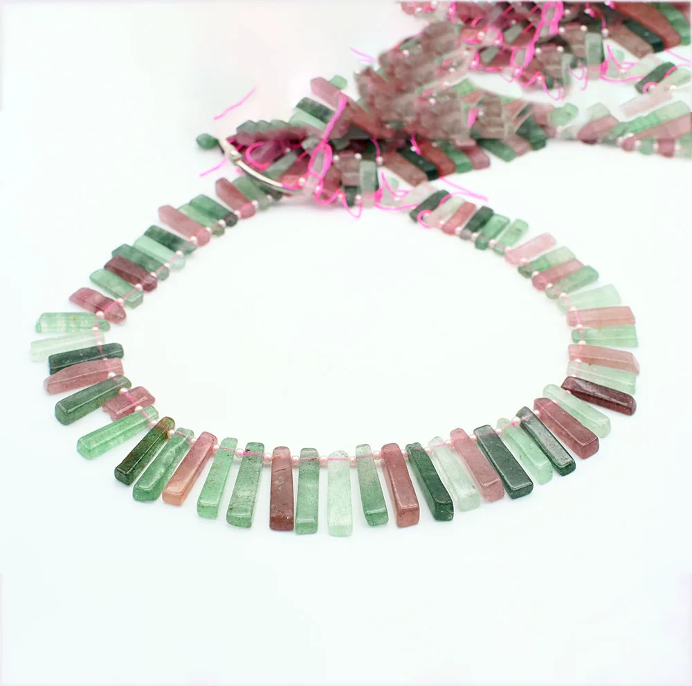 

Natural Red and green strawberries irregular Rectangular shape Stone Beads For DIY necklace bracelet jewelry make free delivery