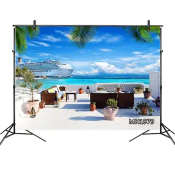 

Seaside Scenery Photography Backdrops luxury Cruise Summer Holiday Wedding Birthday Party Banner Background For Photo Studio