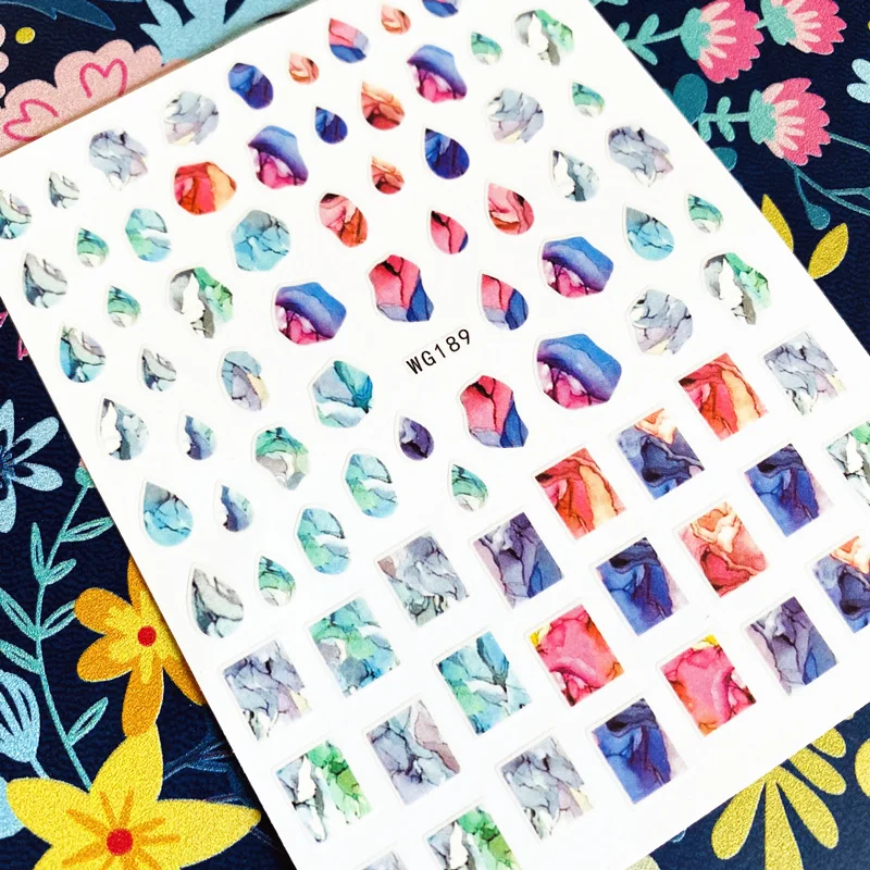 Newest WG 187 188 189 Marble pattern 3d nail art sticker nail decal stamping export japan 2