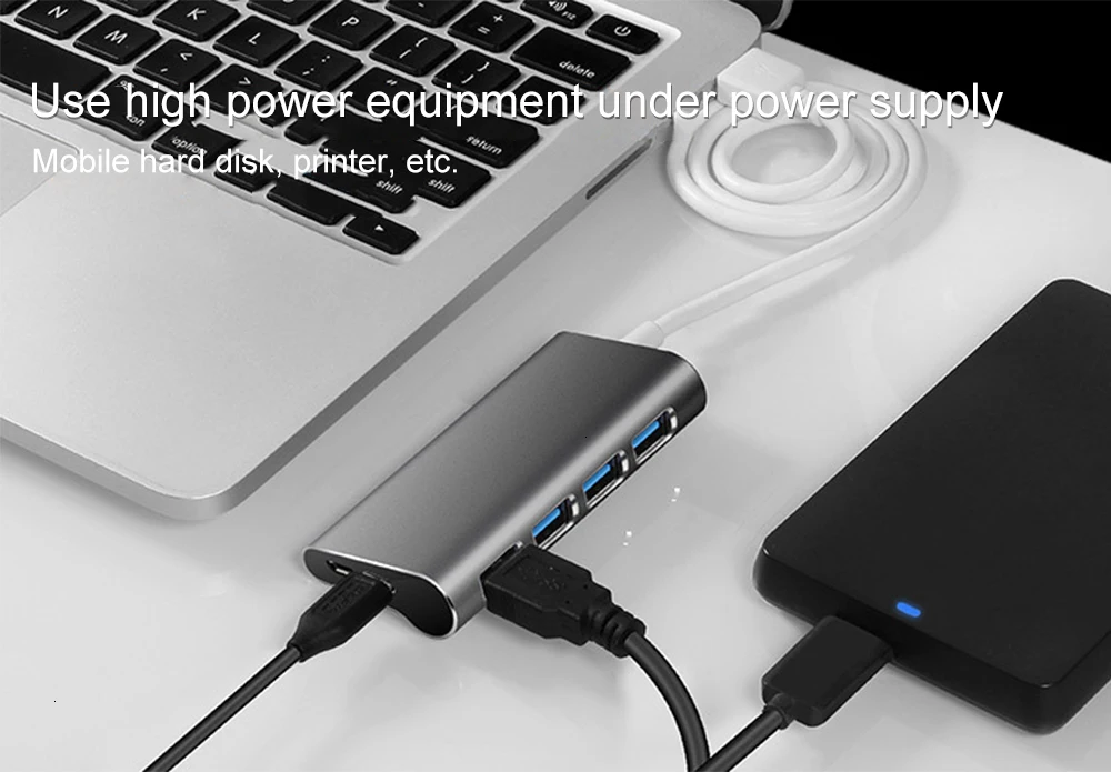 CHYI ступица из алюминиевого сплава USB 3,0 4 порта+ USB C порты USB hab разветвитель розовое золото адаптер для Macbook PC Компьютерные аксессуары