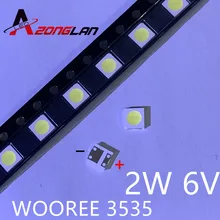 200PCS 2W 6V 3535 150LM WOOREE Retroiluminação LED Cool white WM35E2F-YR09B-eA Backlight LCD para TV TV Aplicação