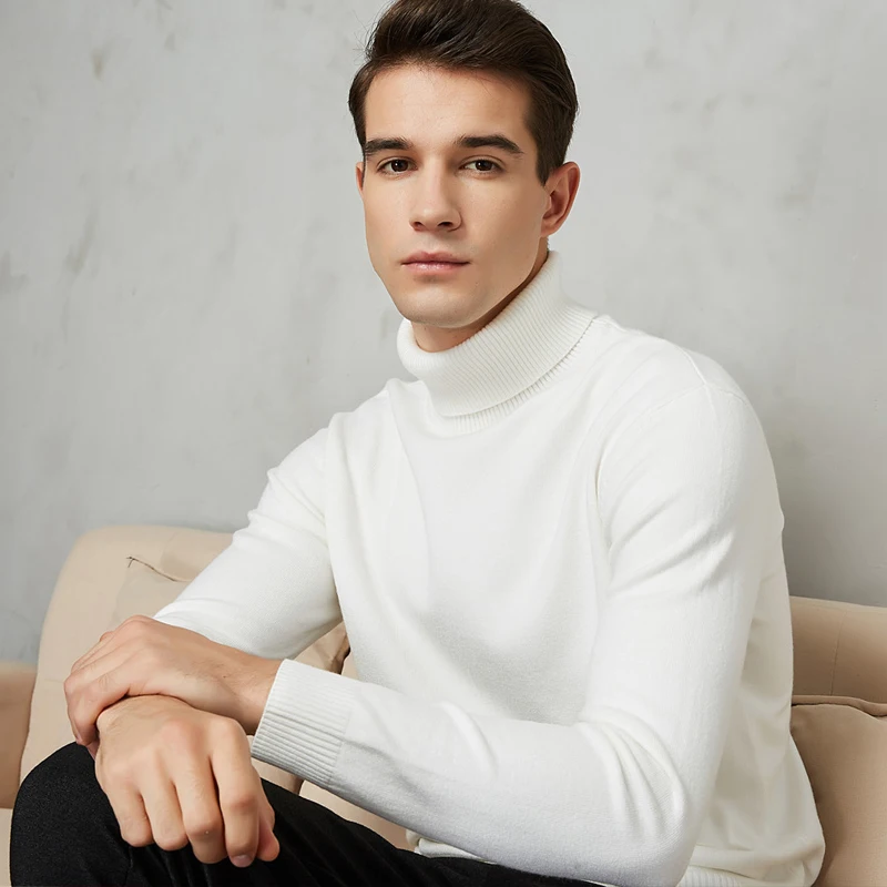 Winter Men's Turtleneck Sweater Thicken Warm Fashion Solid Color Youth Casual Soft 8-color Sweater Male Brand Clothes