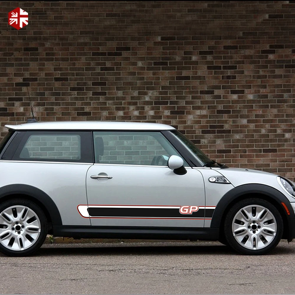 2 Pcs Car Door Side Stripes Stickers MINI GP Styling Body Decal For MINI Cooper S R56 JCW One Exterior Accessories