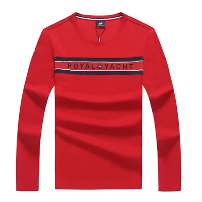 Осенняя мужская одежда модный бренд Tace& Shark футболка мужская с длинным рукавом полосатая Мужская хлопковая футболка harajuku футболка homme - Цвет: 8817-RED