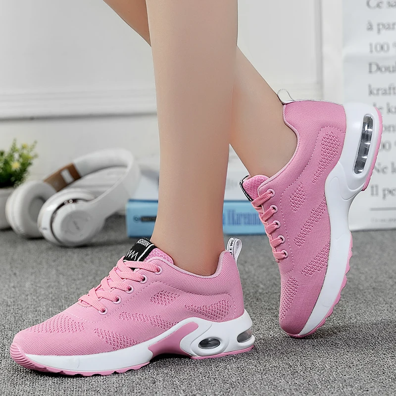 

ZOXO Women Shoes Air Cushion Sneakers Breathable Thick Sole Ladies Platform Trainers Female Height Increasing Running Shoes