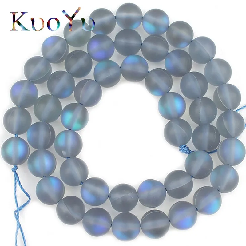 

AB Frosted Matte Grey Blue Austrian Crystal Round Loose Beads For Jewelry Making MoonStone Glitter Diy Bracelets 15" 6 8 10 MM