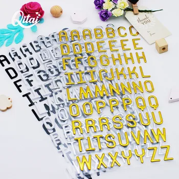 Alphabet  Letter Numbers Puffy Sticker QITAI 4 sheets 24Cm*12Cm Silver/Gold /black/white Decorative for DIY Scrapbooking  PS002