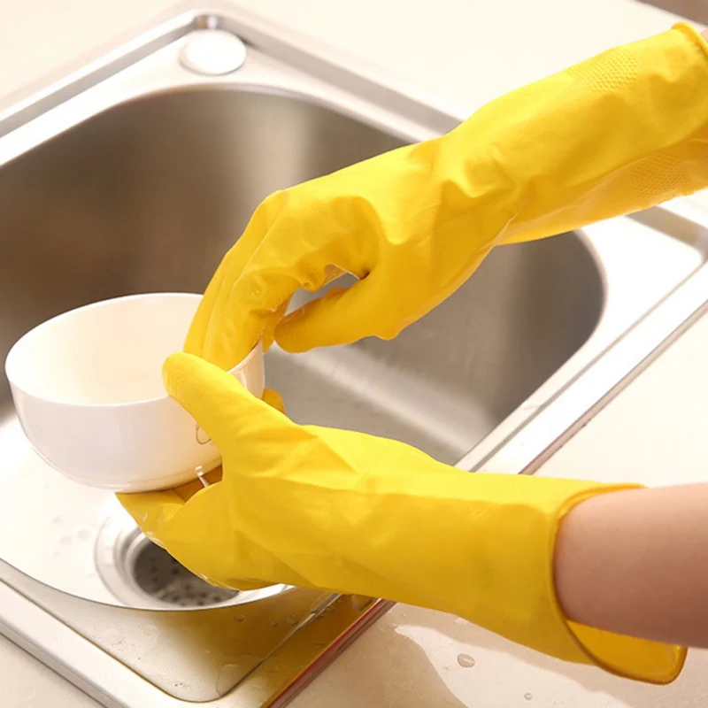 

Rubber Waterproof Housework Gloves Household Dish-washing Washing Clothes Gloves Non-slip Design Home Cleaning Product Accessory