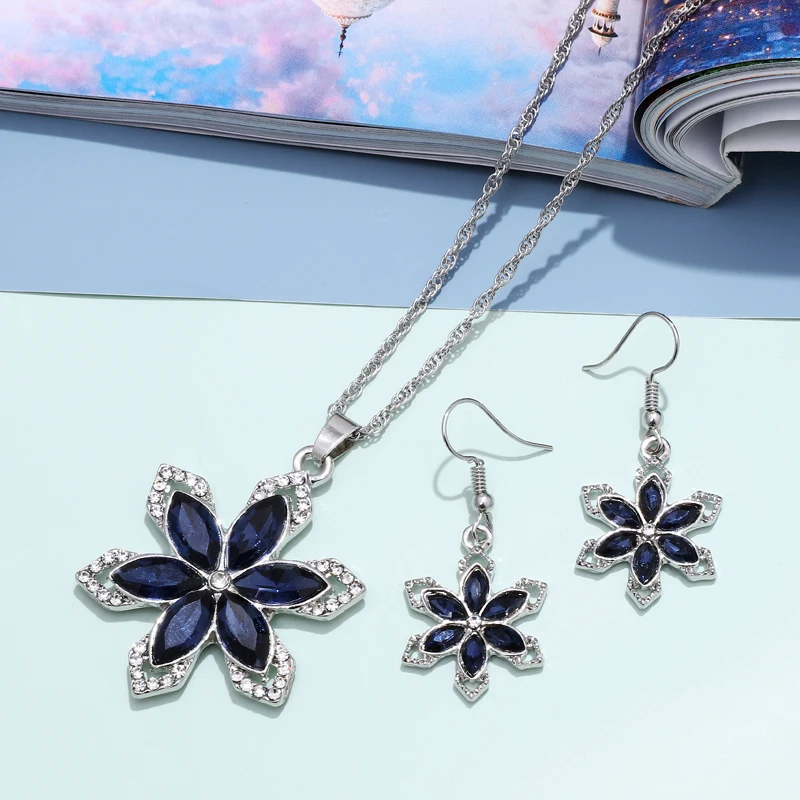 

ZOSHI Fashion Purple Flower Cubic Zirconia Wedding Jewelry Sets inlay Luxury Crystal Silver Color Bridal Jewelry Set