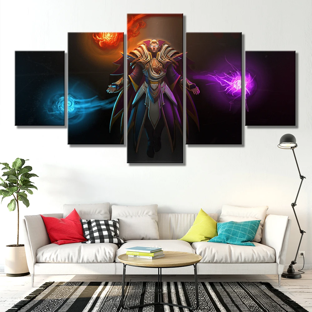 5 Pieces Canvas Painting DOTA 2 Invoker Home Decor For Living Room Printed Wall Art Game Poster Mod