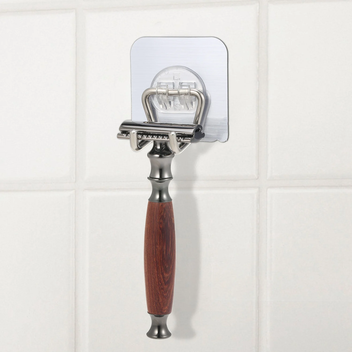 1 Набор, бритва для бритья с двумя концами, безопасная бритва для бороды с длинной натуральной бамбуковой ручкой, инструменты для удаления усов и пластикового крючка