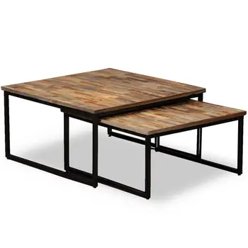 

vidaXL Nesting Coffee Table Set 2 Pieces Solid Reclaimed Teak