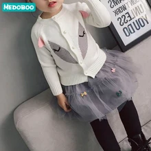 Medoboo/зимняя одежда для маленьких девочек; свитер с лисой для малышей; пальто; сезон осень-весна; детская трикотажная куртка; вязаная одежда для малышей; верхняя одежда