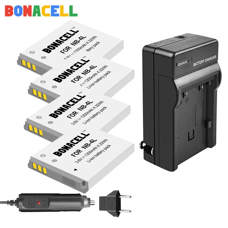Батарейки и зарядное устройство Bonacell на 100 Ач для Canon IXUS 30 40 50 55 60 65 80 110 I20 115 120 130 117 IS