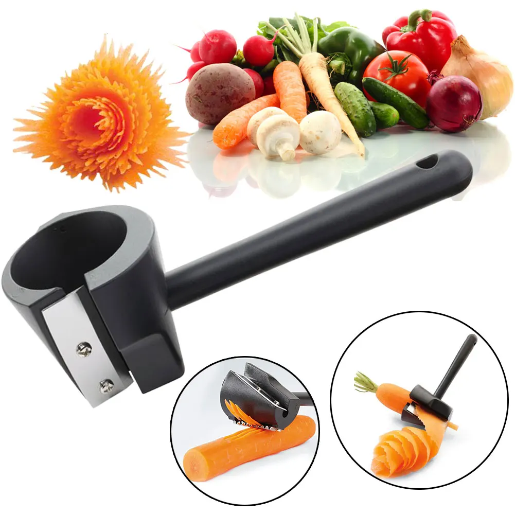 Sharpener Peeler Kitchen Tool Vegetable Fruit Black Curl Slicer With Handle