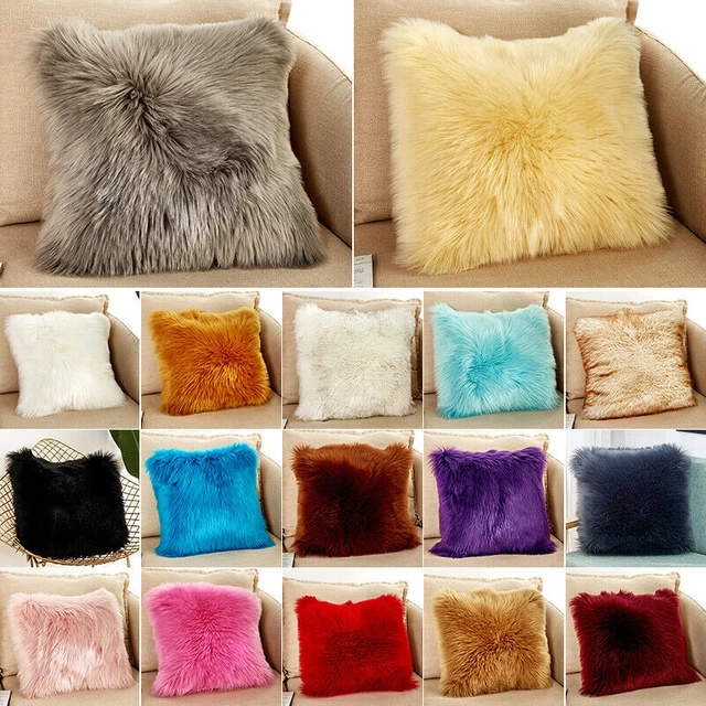 1pc Camel-colored Long Cushion With Furry Ball Decoration