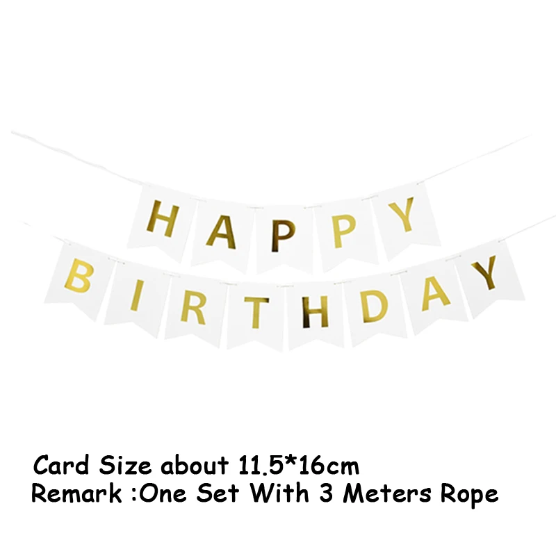 

White Gold Foil Happy Birthday Banners Card Disposable Home Decoration party decorations birthday party supplies kids