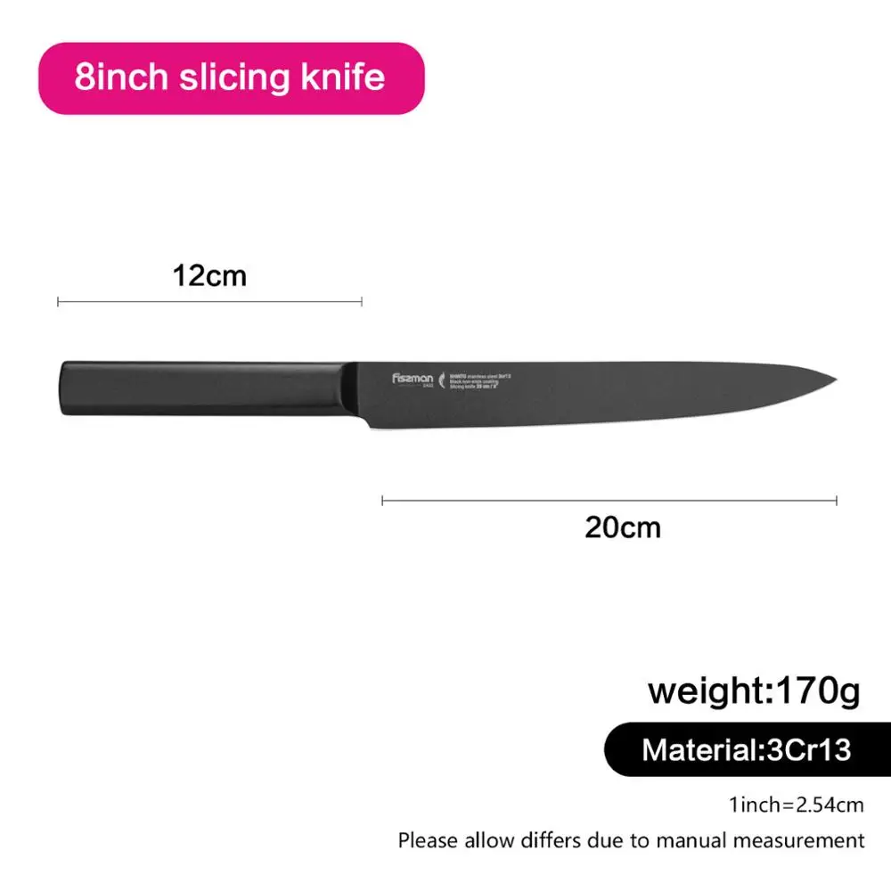 Японские кухонные ножи Fissman Shinto Sereis 3cr13 со стальным лезвием с ручкой с черным покрытием - Цвет: Model 2432