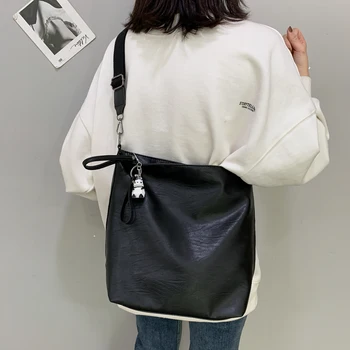 

Fashion Women Shoulder Bags High Quality Female Big Handbag Leather Black Color Messenger Bag Ladies Totes Bags Dropshipping