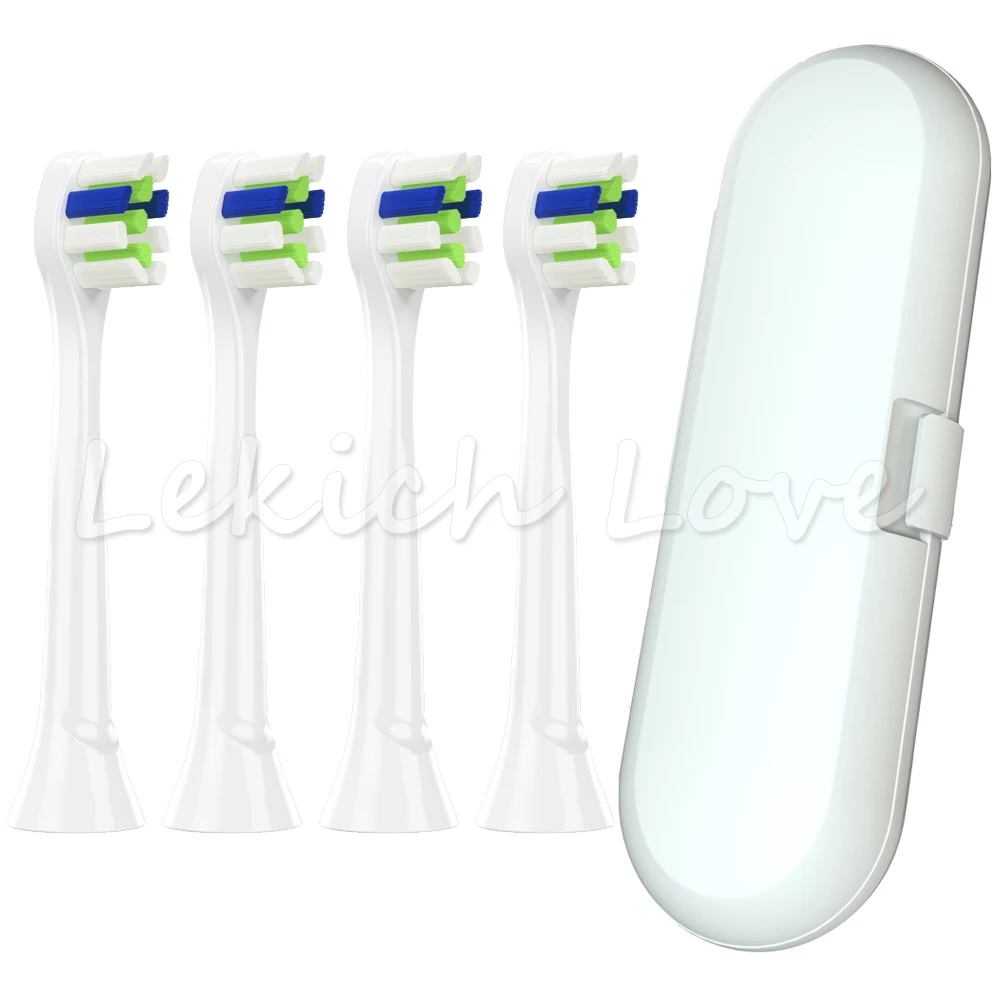 4 насадки для зубных щеток совместимы с сменными головками Philips Sonicare, подходит 2 серии, Flexcare, EasyClean - Цвет: 4Pcs with White Case