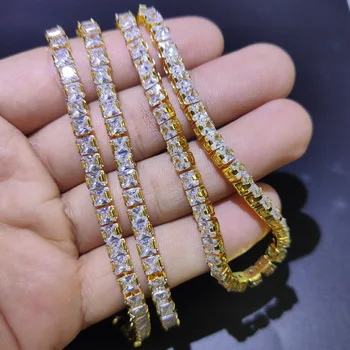 

New Fashion Exquisite Anti-Allergy 5mm Square Crystal Zircon Hip Hop Necklace