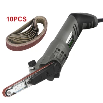

Mini Electric Belt Sander Machine 260W 6 Speeds Electric Sanding Polishing Machine Tools 330x10MM with 10PCS Abrasive Belts