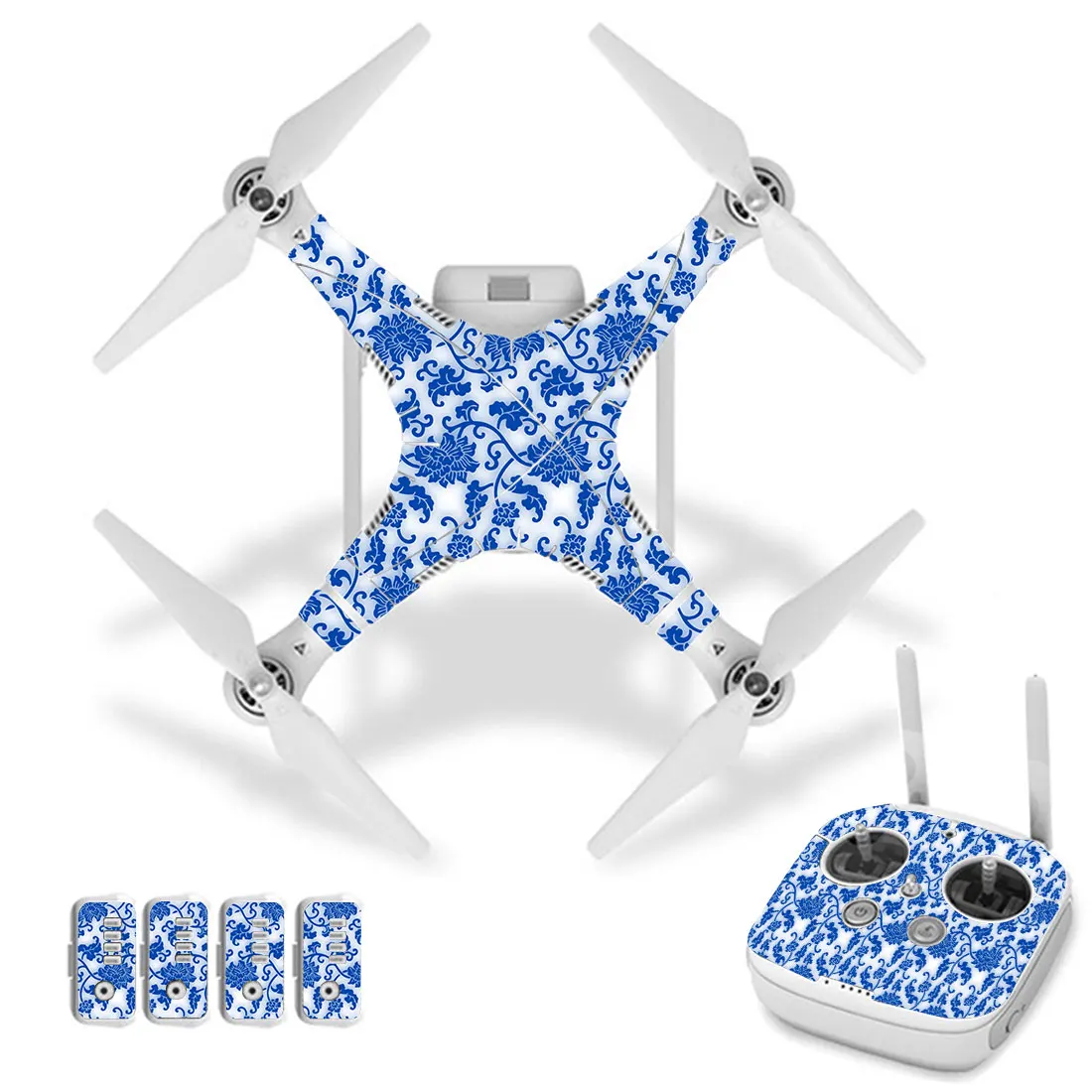 

Blue And White Porcelain Style Vinyl Skin Sticker for DJI Phantom 3 Drone And Remote Controller 0077