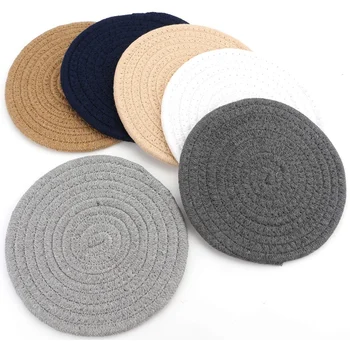 

6-Pcs Cotton Woven Pot Mat-18cm Fashion Coaster Placemat Set, Tripod, Hot Pad, Soup Spoon, Suitable for Cooking and Baking