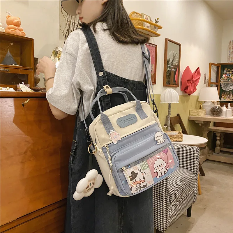 Korean Style Cute Mini Backpacks Women Waterproof Nylon Small Shoulder Bags For Teenage Girls Schoolbags Flower Travel Backpack